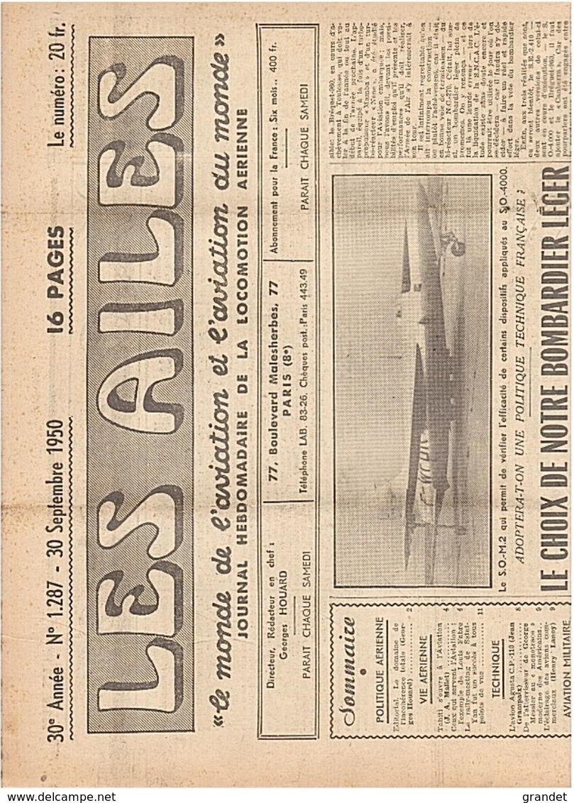 LES AILES - AVIATION - N° 1287 - 1950. - AeroAirplanes