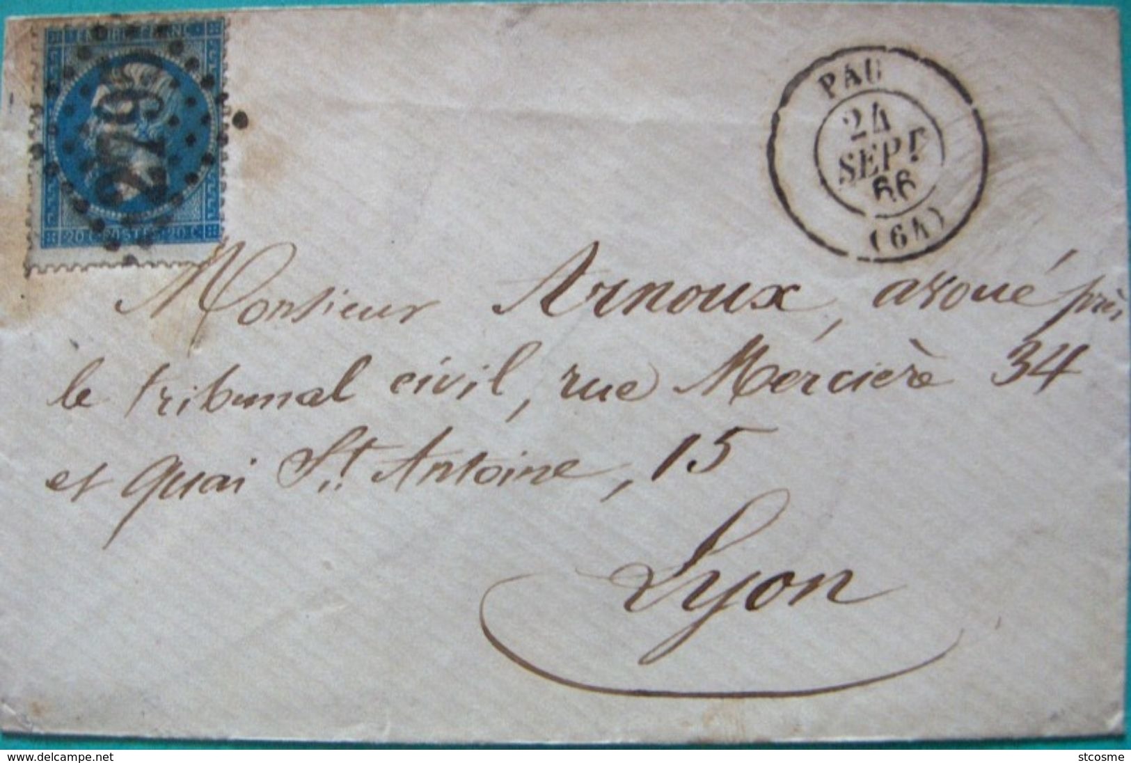 F294 - 20c Napoléon Sur Lettre De Pau En 1966 - GC 2795 - 1849-1876: Période Classique