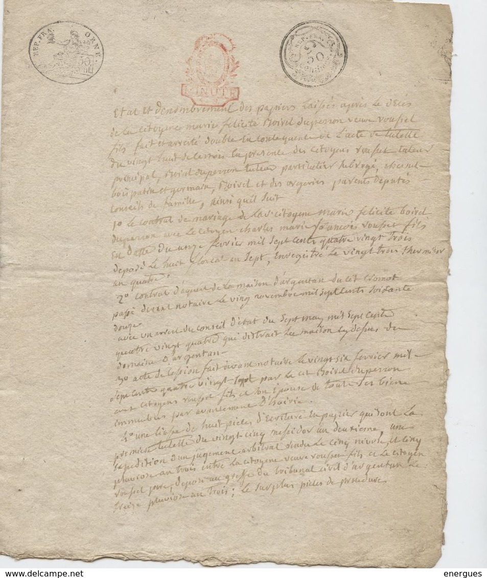 Révolution, Argentan, An 8,dénombrement Des Papiers, Moivel Duperron, Veuve Rousset,Roussel?, ,Voupel?Orne, République - Manuscripts