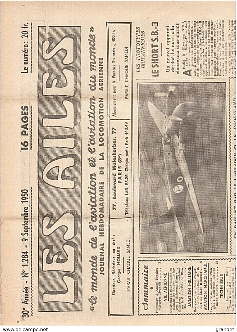 LES AILES - AVIATION - N° 1284 - 1950. - Flugzeuge