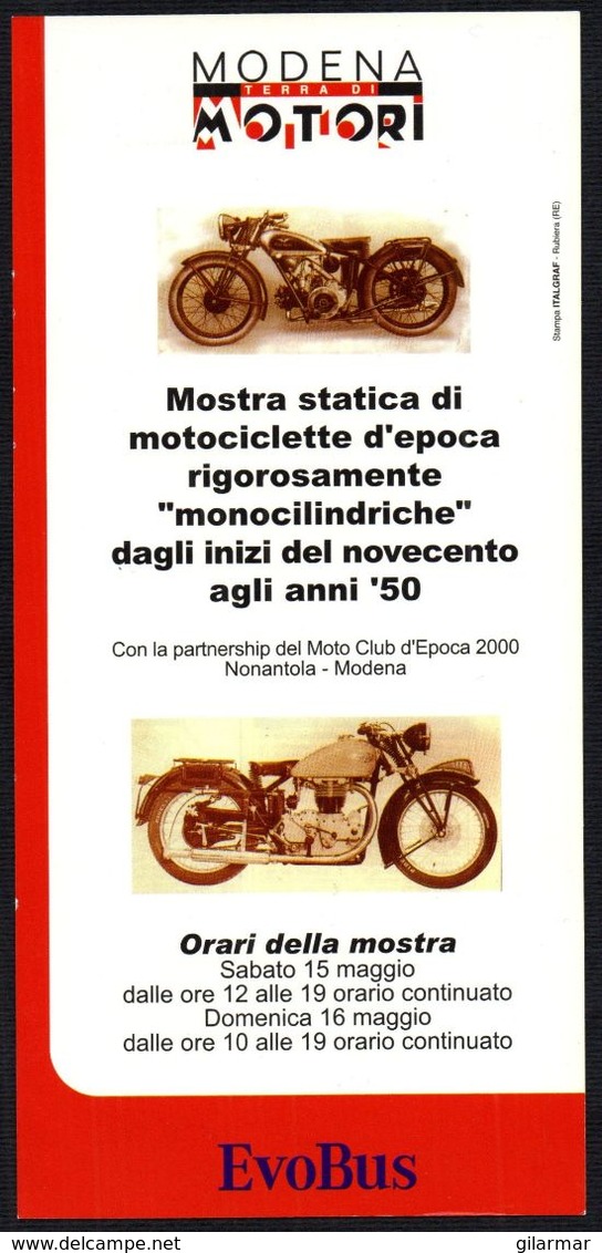 MOTORCYCLING - ITALIA - MODENA TERRA DI MOTORI 2004 - LE MONOCILINDRICHE - DEPLIANT - Altri & Non Classificati