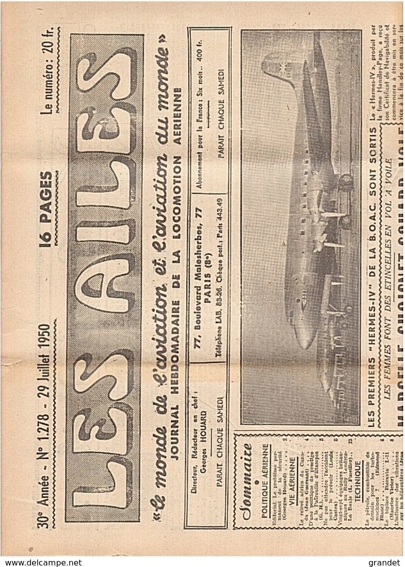 LES AILES - AVIATION - N° 1278 - 1950. - AeroAirplanes