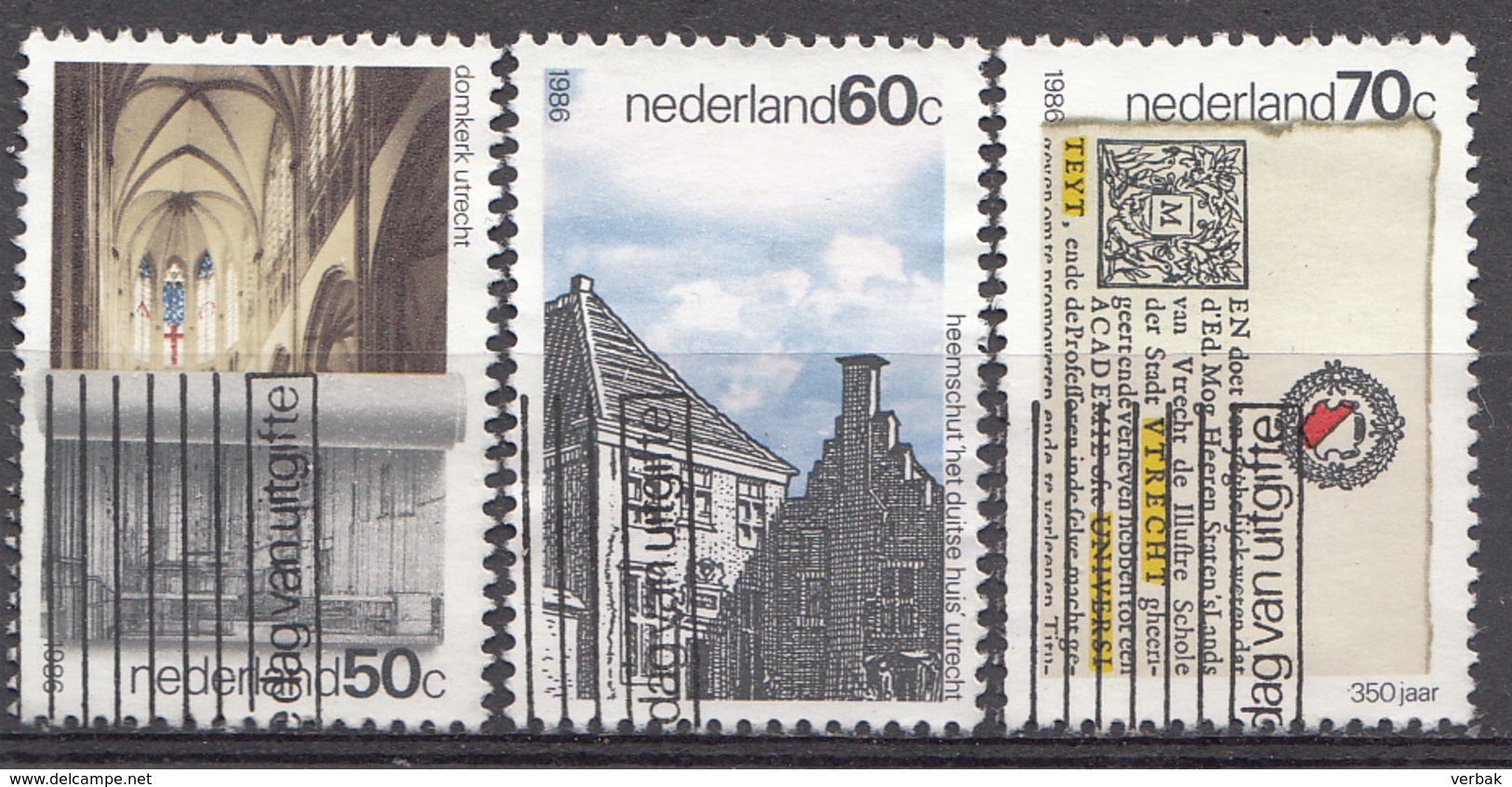 Pays-Bas 1986  Mi.nr: 1294-1296 Jahresereignisse In Utrecht  Oblitérés / Used / Gestempeld - Gebruikt