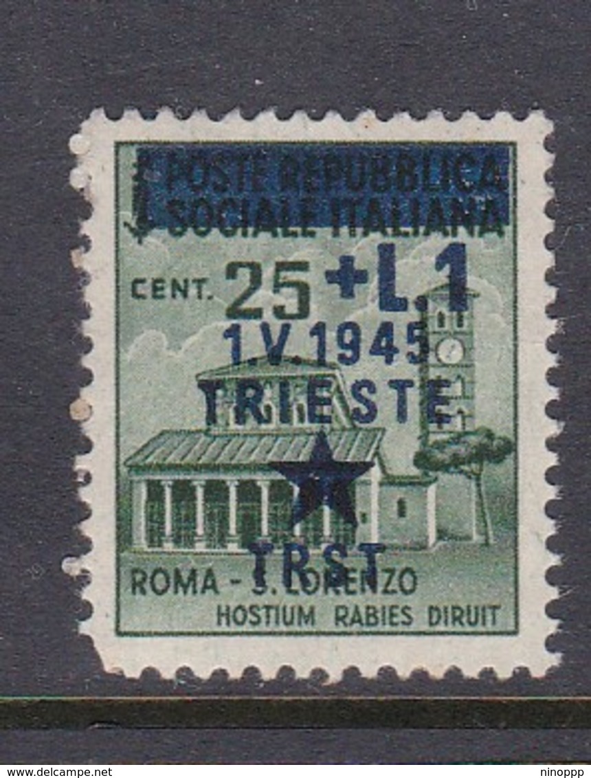 Venezia Giulia And Istria 1945 Yugoslav Trieste Occupation S2 1l On 25c Green Mint Hinged - Ocu. Yugoslava: Trieste