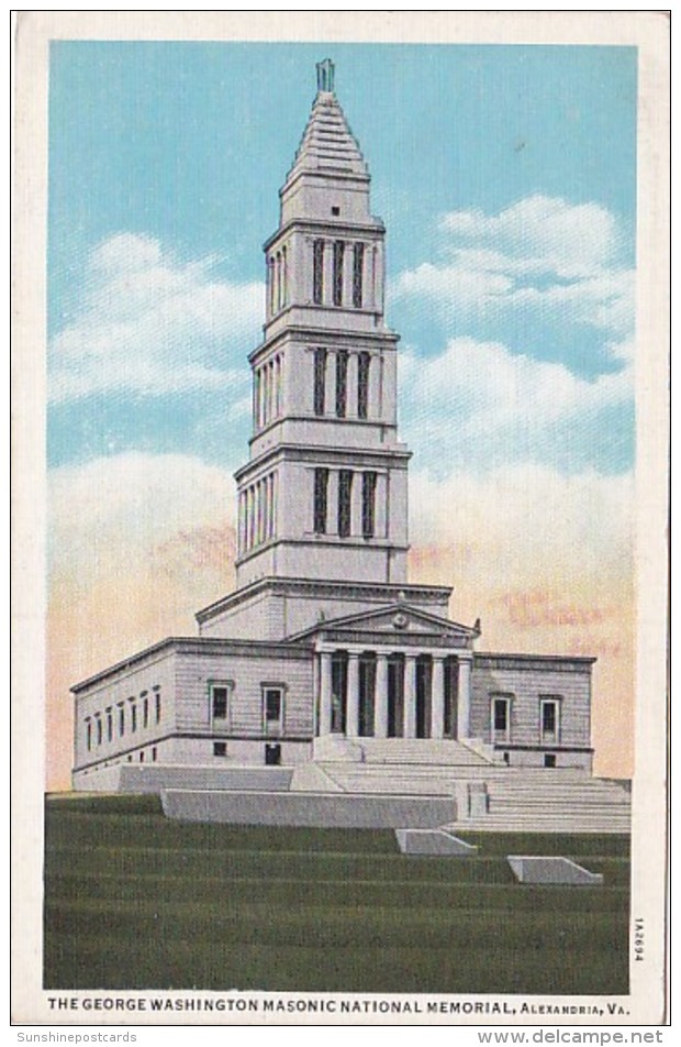 Virginia Alexandria The George Washington Masonic National Memorial Curteich - Alexandria