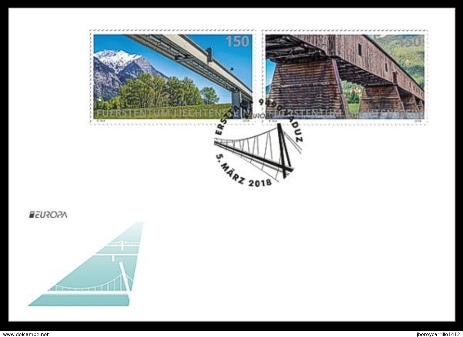 LIECHTENSTEIN - EUROPA 2018 - TEMA ANUAL "PUENTES.- BRIDGES - BRÜCKEN - PONTS" - FDC De La SERIE - 2018