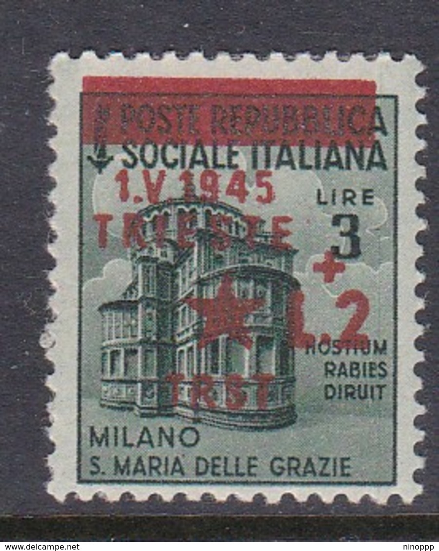 Venezia Giulia And Istria 1945 Yugoslav Trieste Occupation S8 2 Lire On 3 Lire Green Mint Hinged - Ocu. Yugoslava: Trieste