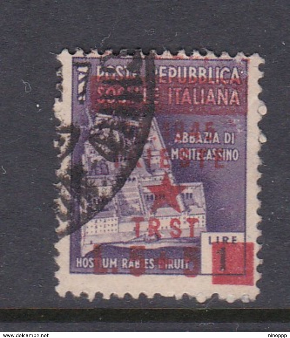 Venezia Giulia And Istria 1945 Yugoslav Trieste Occupation S9 5 Lire + 5 Lire On 1 Lira Violet Used - Yugoslavian Occ.: Trieste