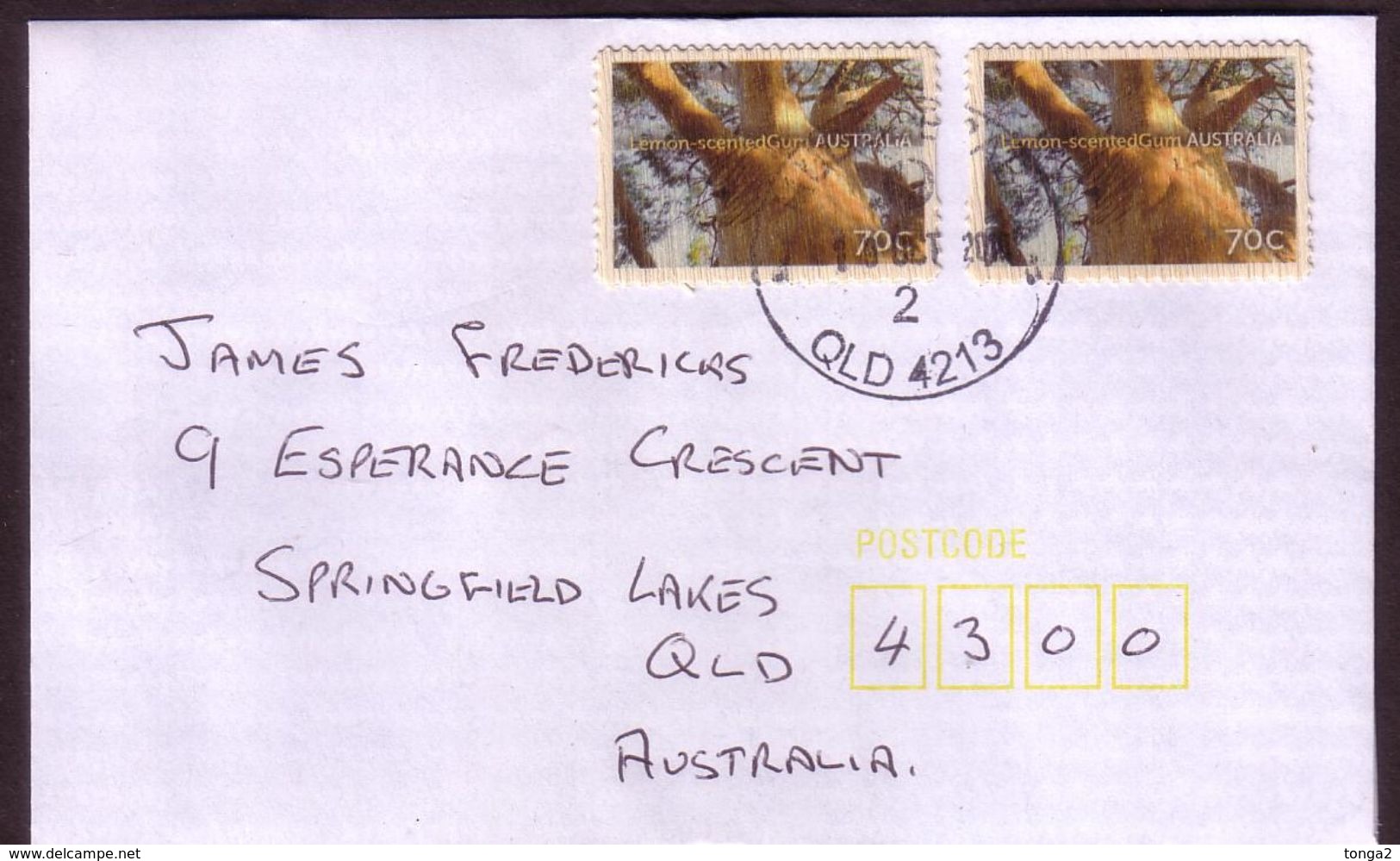 Australia Letter - Usage Australian Trees Wood Pair - Unusual Wooden Stamps - Lettres & Documents