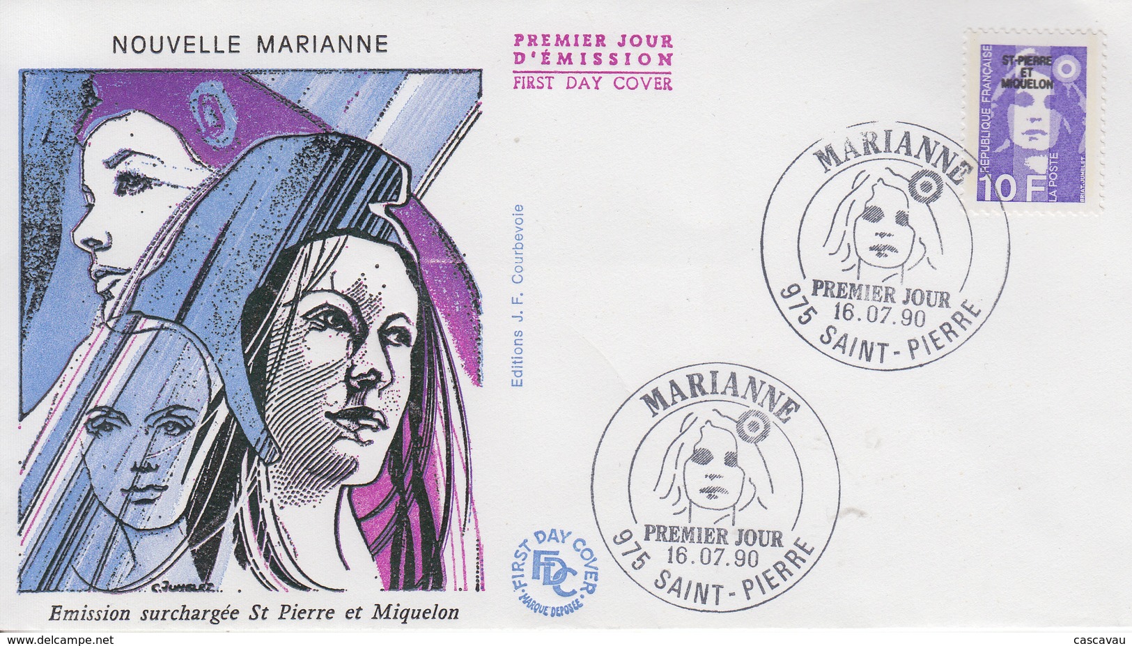 Enveloppe  FDC  1er Jour   SAINT  PIERRE  ET  MIQUELON   MARIANNE  Du   BICENTENAIRE   1990 - FDC