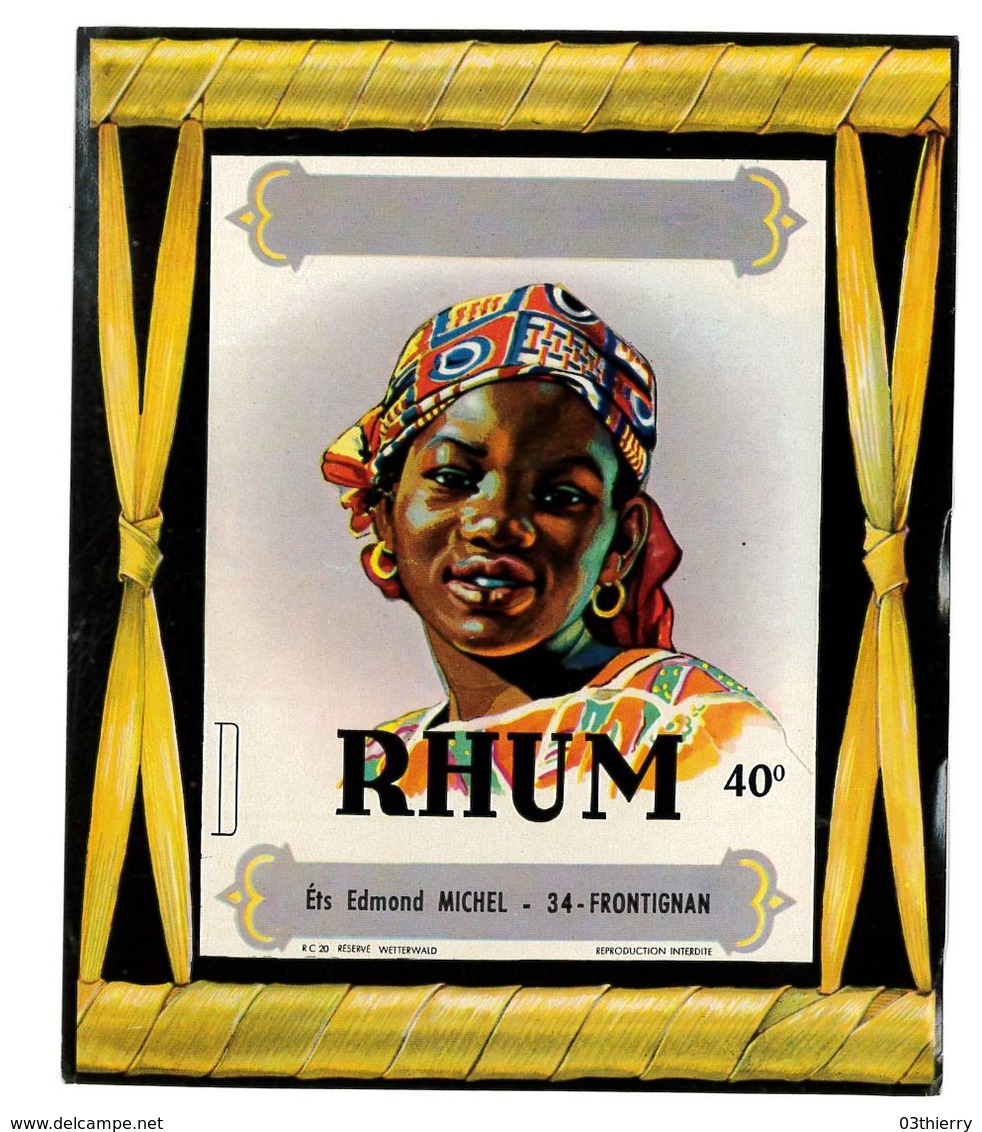 ETIQUETTE ALCOOL RHUM ETS EDMOND MICHEL A FRONTIGNAN 34 - Rhum