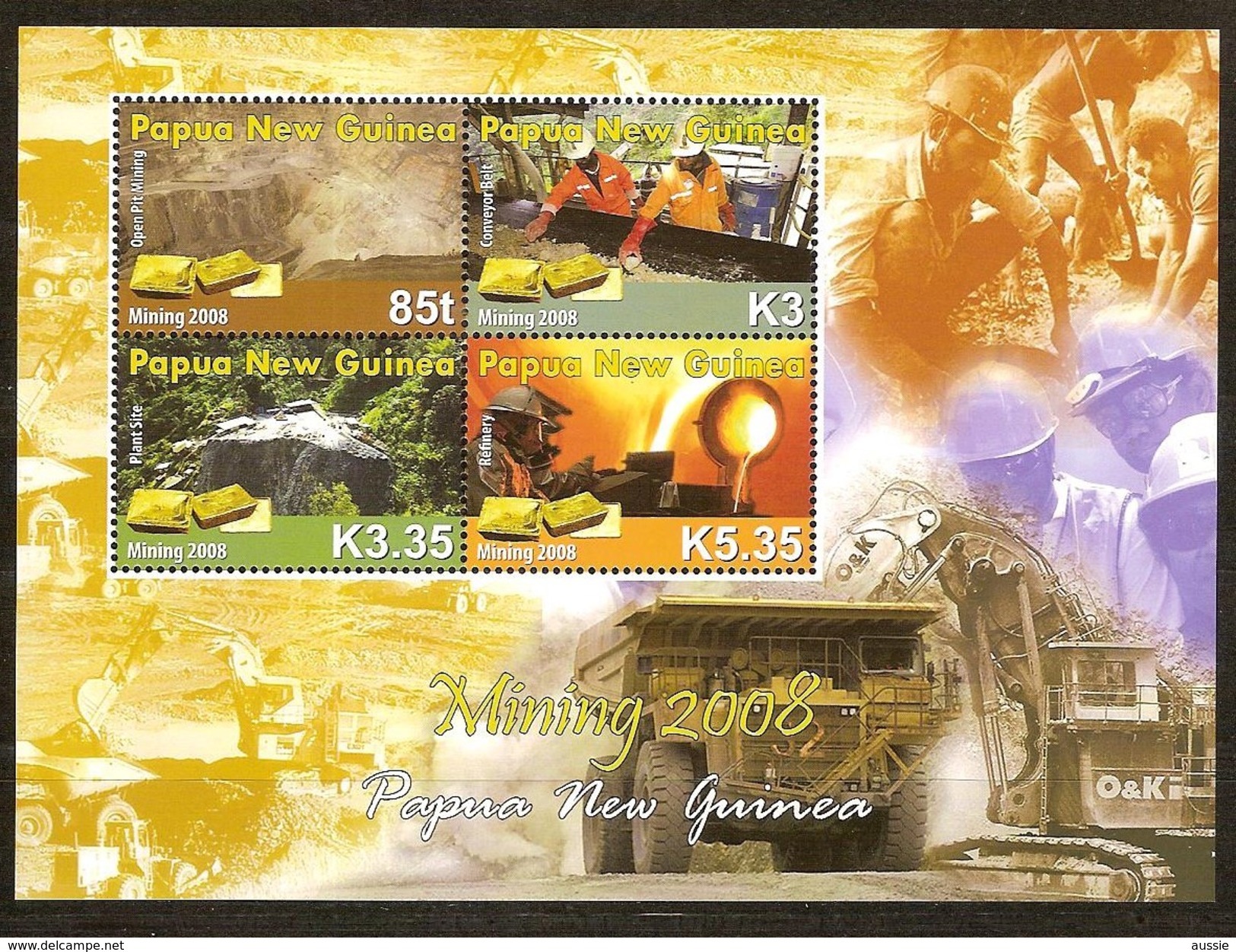 Papouasie Papua New Guinea 2008 Yvert  1247-1250 *** MNH Cote 13,50 Euro Mines D'or Mining - Papouasie-Nouvelle-Guinée