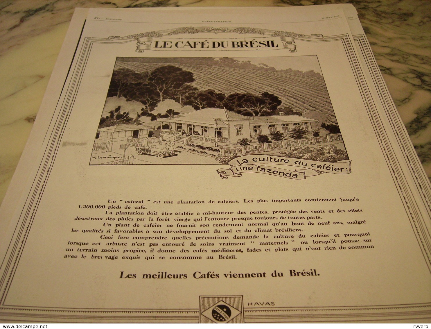 ANCIENNE PUBLICITE CAFE BRESIL UNE FAZENDA  1929 - Posters