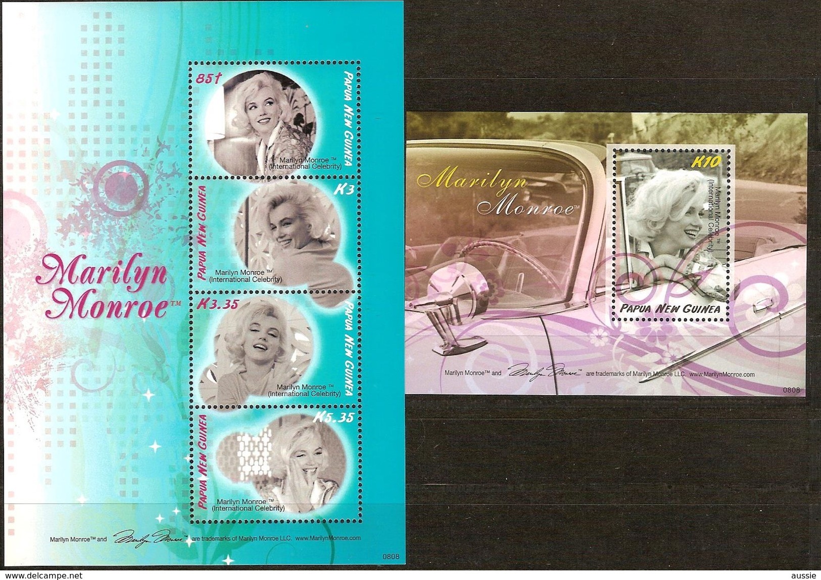 Papouasie Papua New Guinea 2008 Yvert 1227-1230 Et Bloc 49  *** MNH Cote 21,85 Euro Marilyn Monroe - Papua-Neuguinea