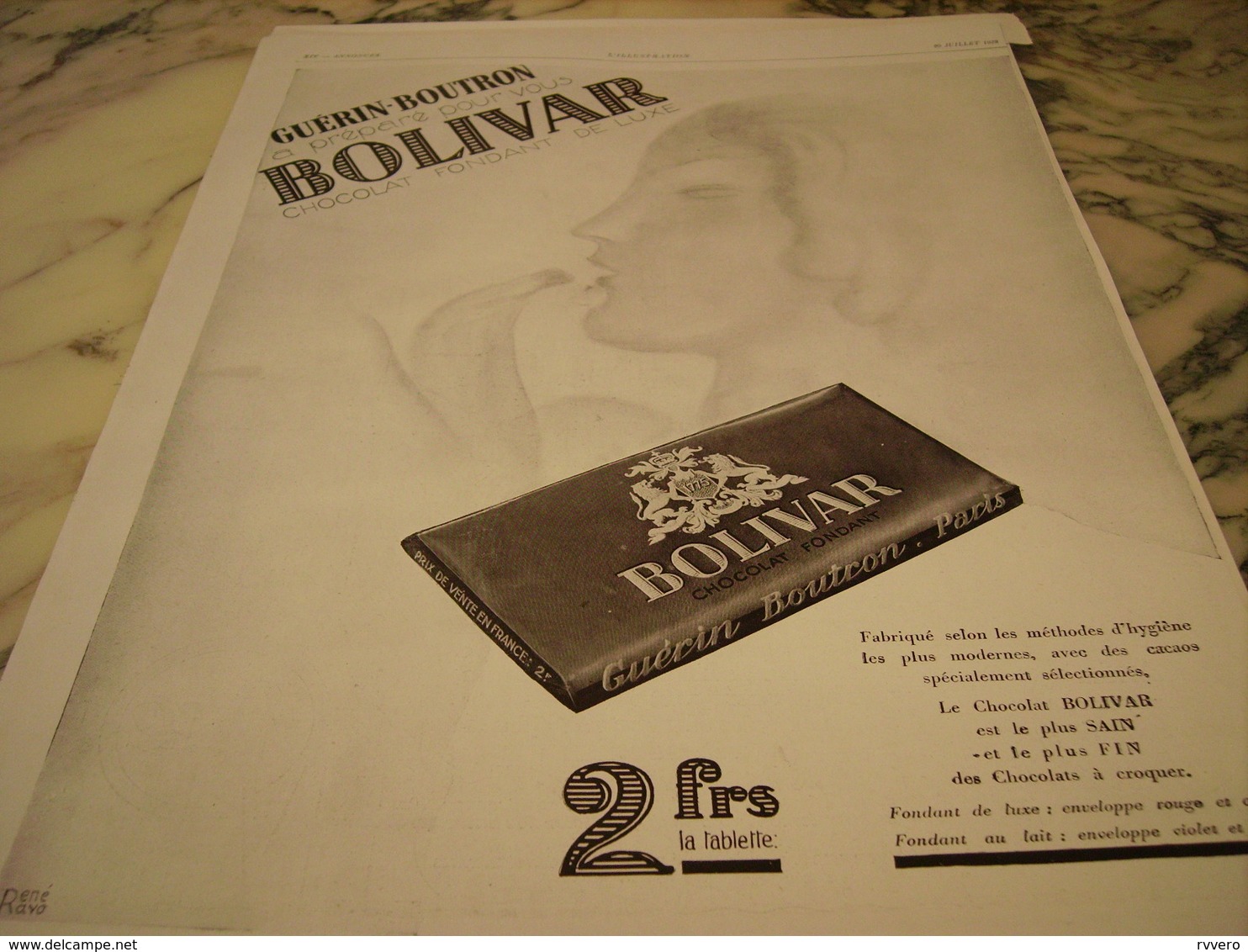 ANCIENNE PUBLICITE CHOCOLAT GUERIN BOUTRON BOLIVAR 1929 - Affiches