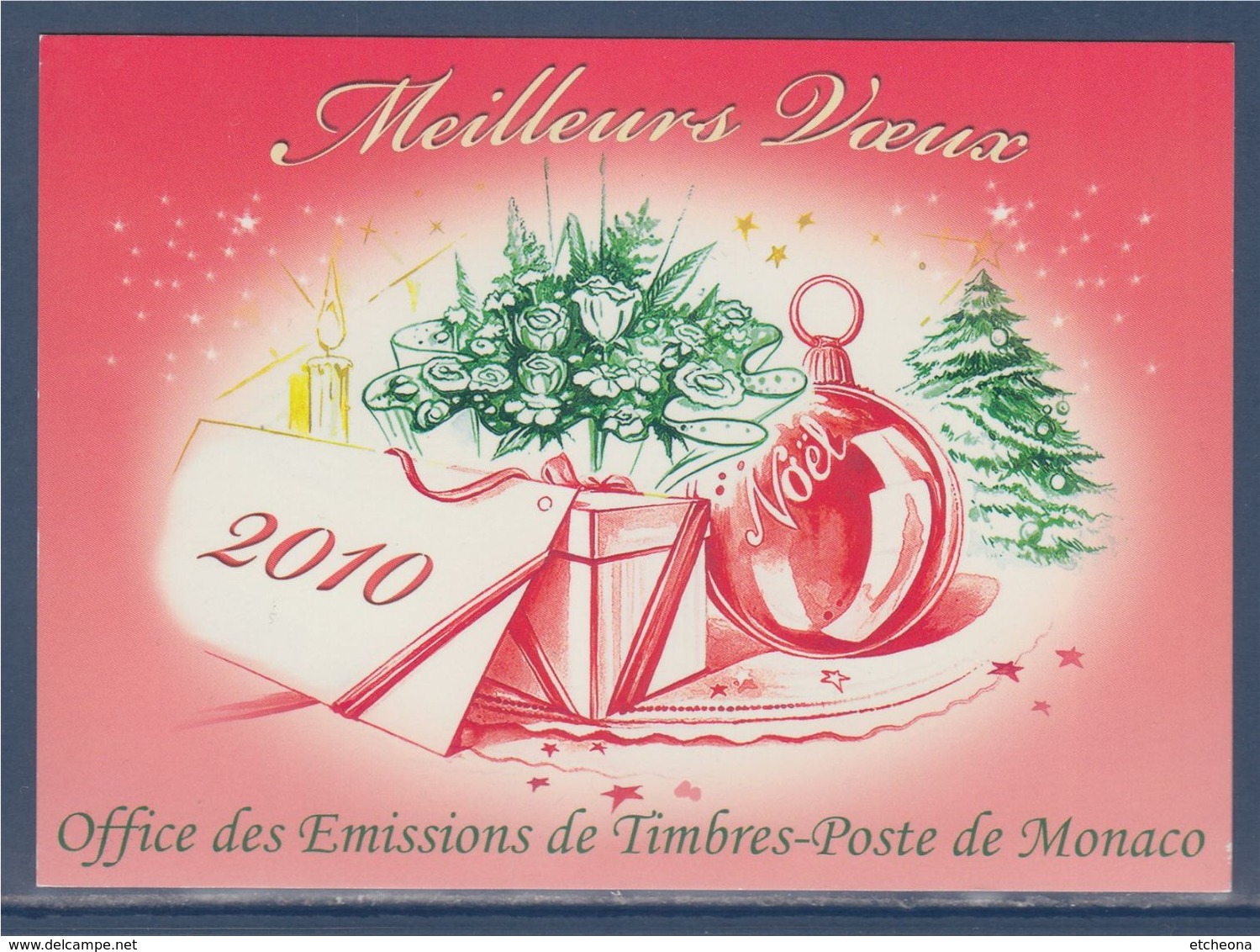 = Carte Meilleurs Vœux 2010 Office Des Emissions De Timbres Poste De Monaco, Monte Carlo 26 12 09, N°2701 - Postmarks