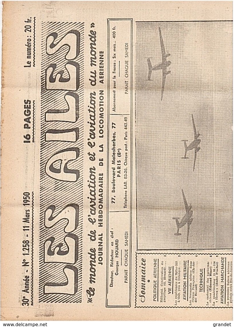LES AILES - AVIATION - N° 1258 - 1950. - AeroAirplanes