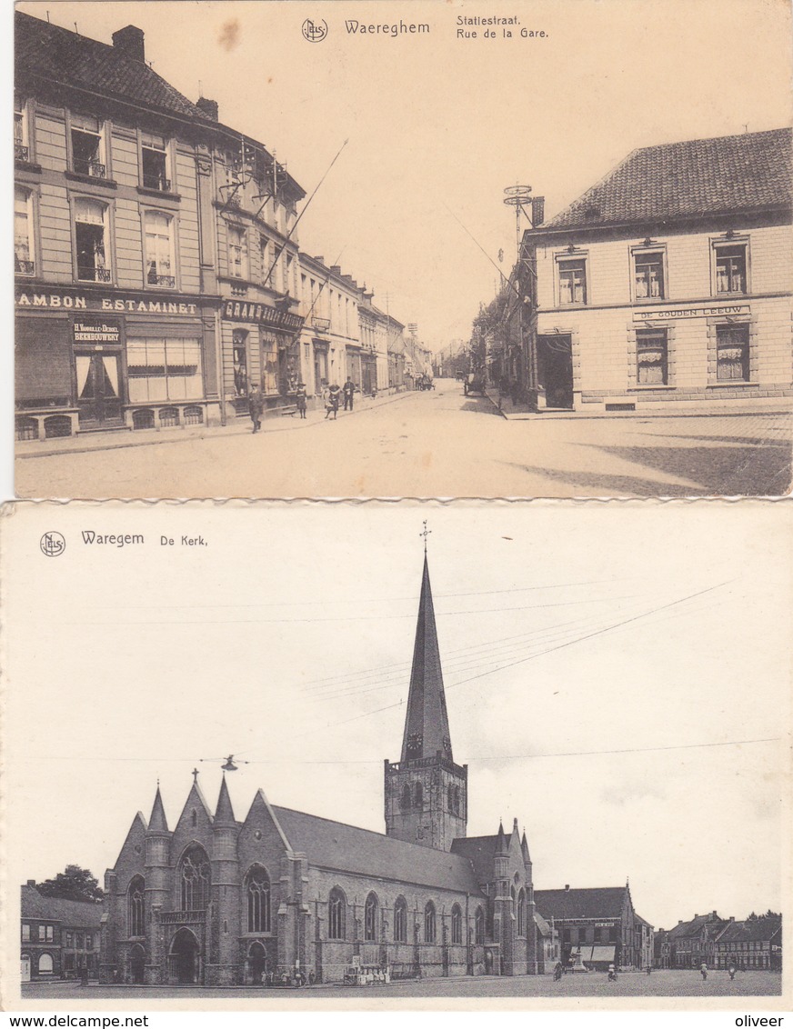 Waregem : Statiestraat + Kerk - Waregem