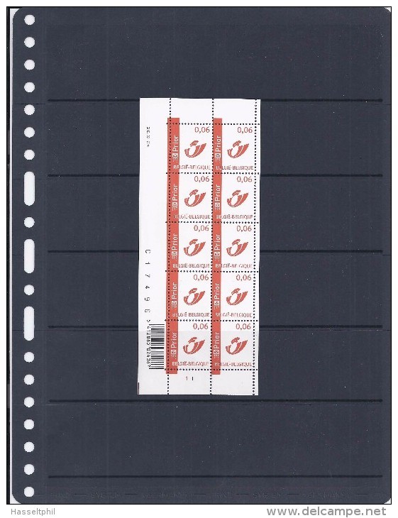 Belgie - Belgique 3351 Velletje Van 10 Postfris - Feuillet De 10 Timbres Neufs  -  Posthoorn Rood Prior Logo Binnenland - Non Classés