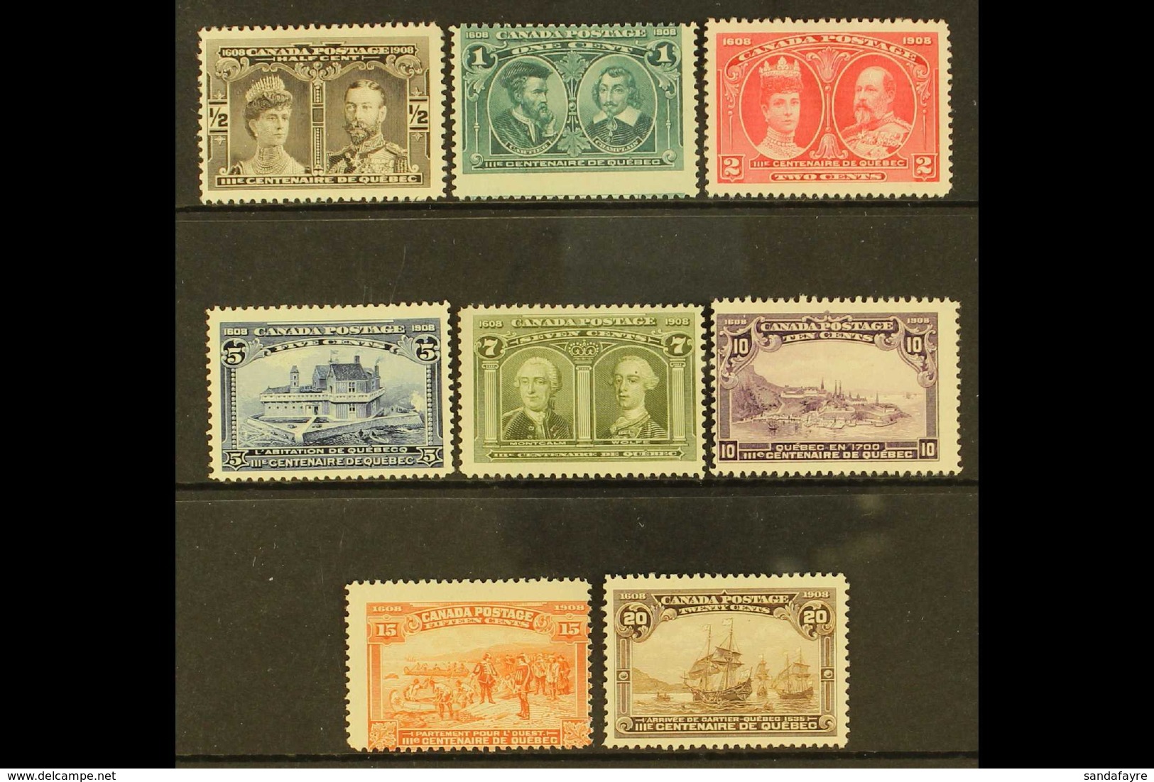 1908  Quebec Tercentenary Complete Set, SG 188/95, Unused No Gum, Very Fresh, Cat £550. (8 Stamps) For More Images, Plea - Altri & Non Classificati