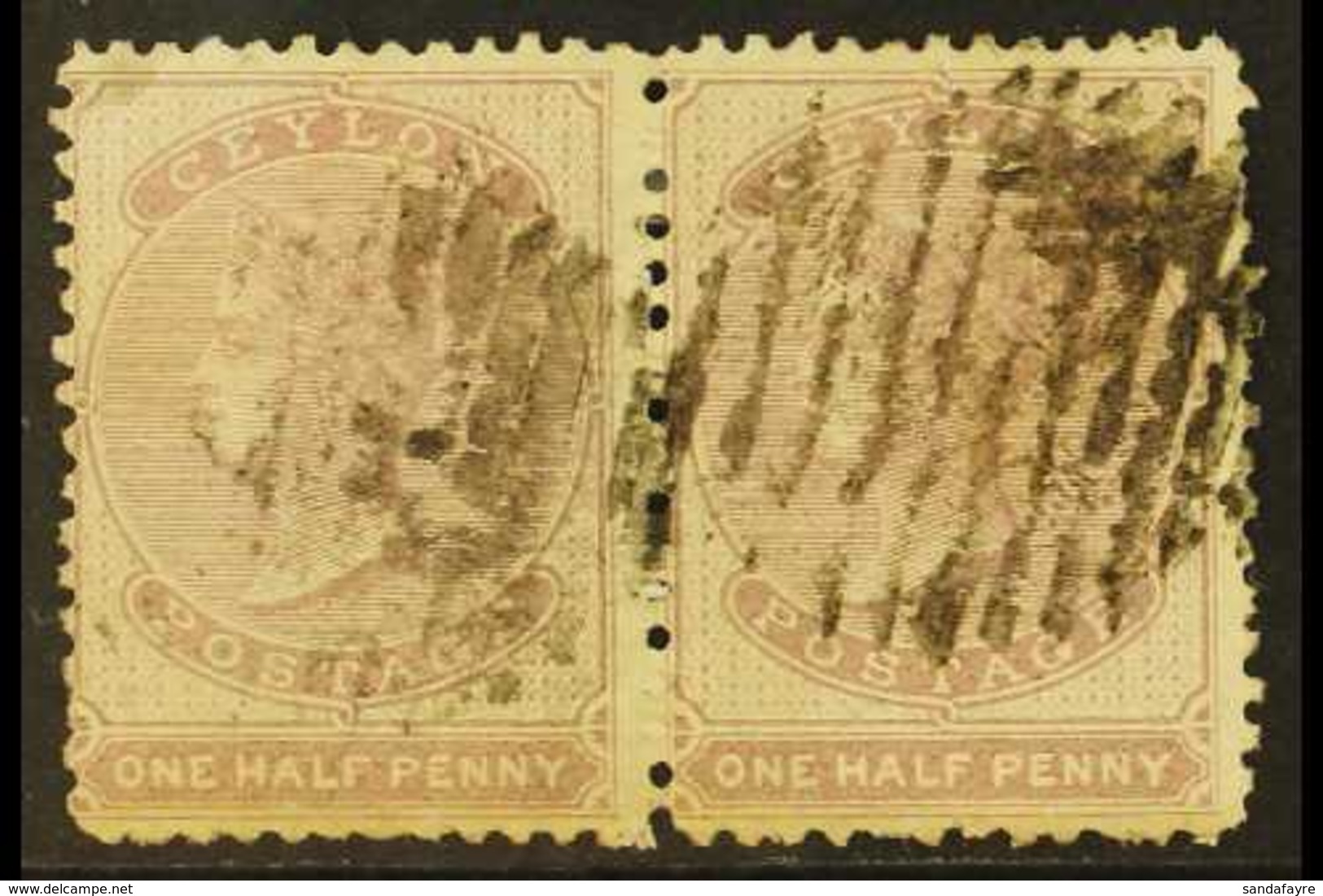 1857-64  ½d No Watermark Perf 12½, SG 18, Good Used Horizontal Pair, Scarce. (2 Stamps) For More Images, Please Visit Ht - Ceylon (...-1947)