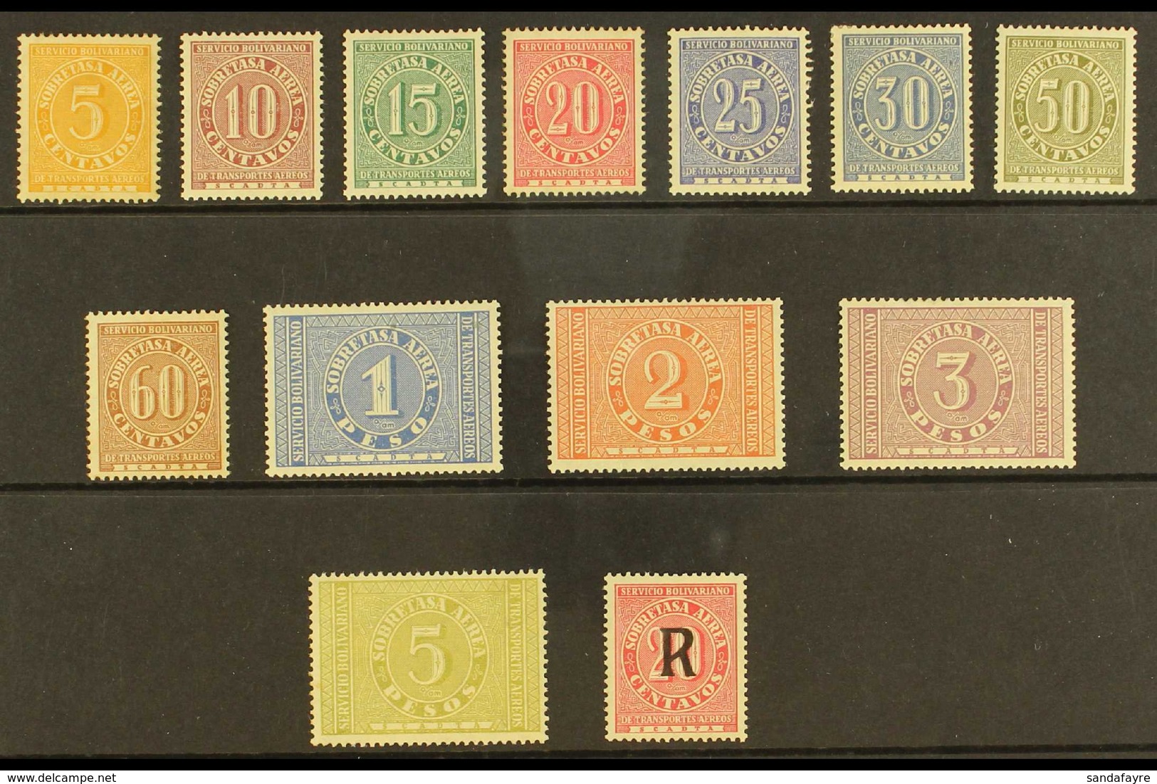 SCADTA  1929 General Issue Complete Set Including The 20c Registration Stamp, SG 71/82 Plus R83 Or Scott C68/C79 Plus CF - Colombia