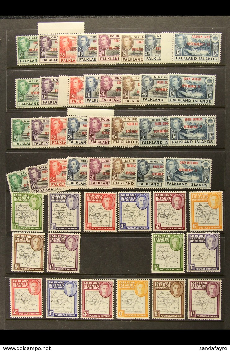 1944-48 ALL DIFFERENT VERY FINE MINT OR NHM COLLECTION  Includes 1944 All Four Overprinted Sets Complete NHM, 1946 Thick - Falkland