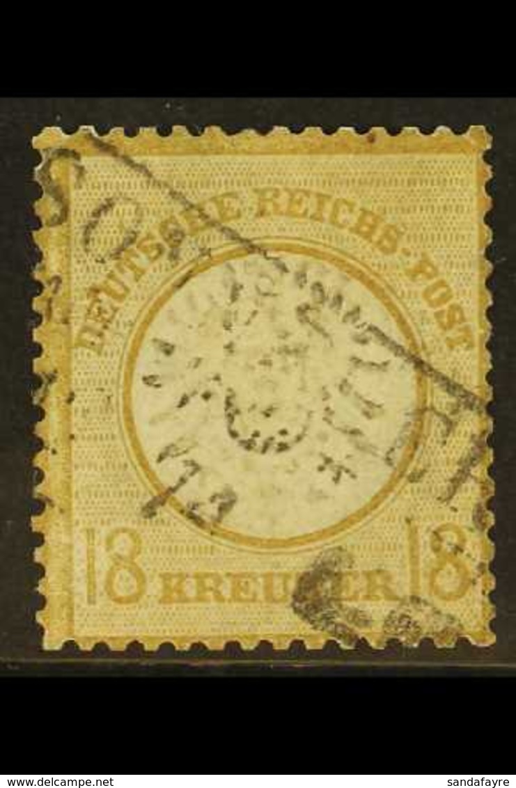 1872  18k Bistre Large Shield (Michel 28, SG 13), Used With Boxed Cancel, Expertly Repaired Thins, A Good Looking Exampl - Altri & Non Classificati
