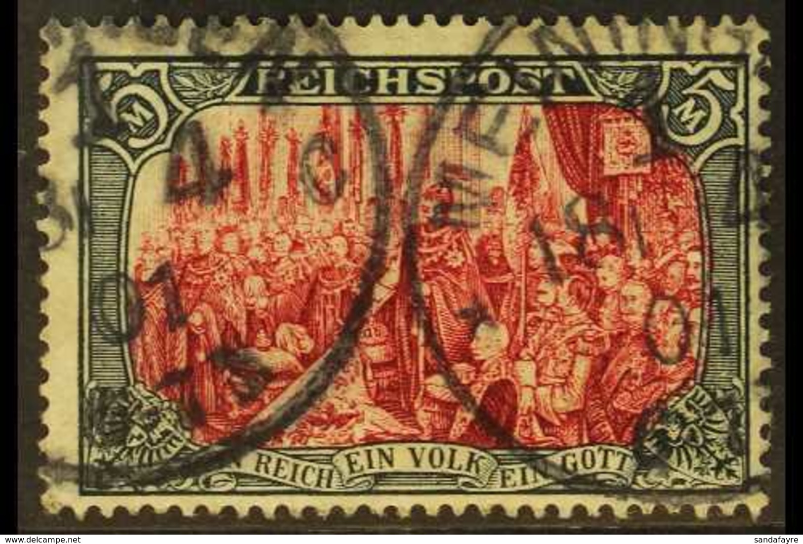 1900  5m Crimson & Black Type I With Hand-painted Borders In Red & In White (Michel 66 III, SG 65b), Fine Used With Two  - Altri & Non Classificati