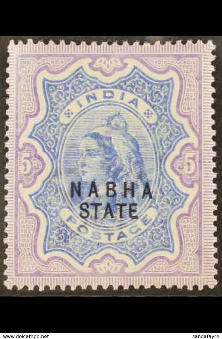 1885-1887  5r Ultramarine & Violet "Nabha State" Opt'd, SG 33, Very Fine Mint For More Images, Please Visit Http://www.s - Other & Unclassified