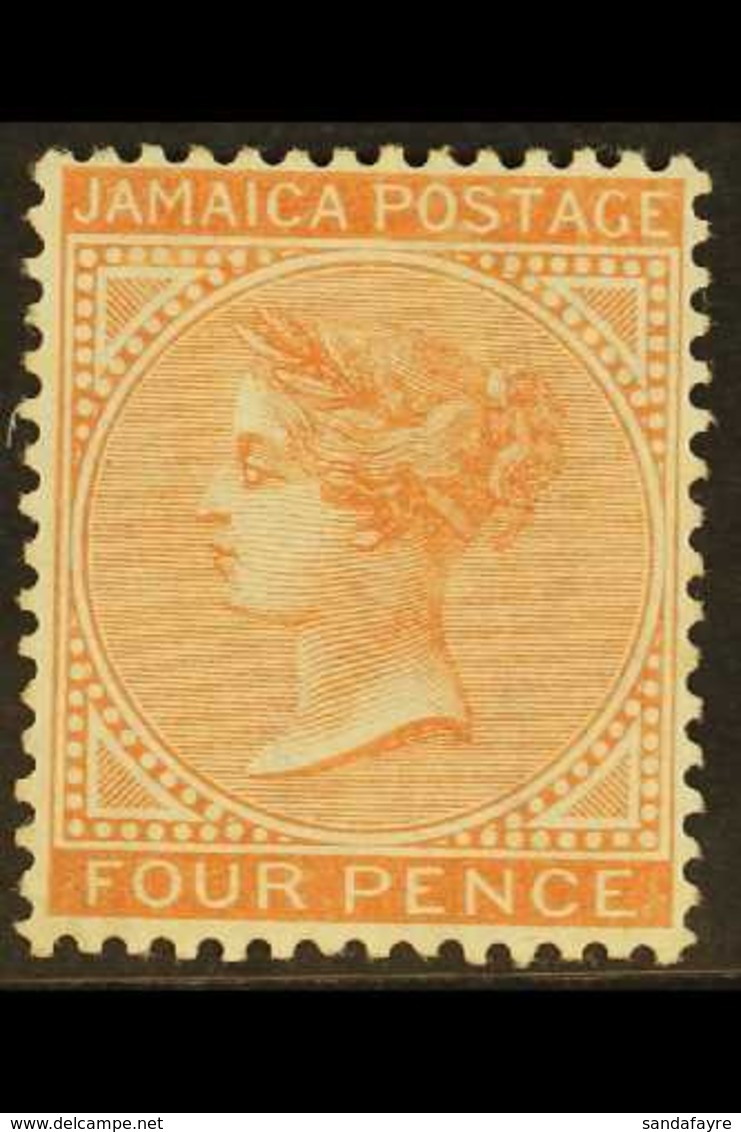 1870-83  4d Red-orange, SG 11a, Fine Mint, Light Bend. For More Images, Please Visit Http://www.sandafayre.com/itemdetai - Giamaica (...-1961)
