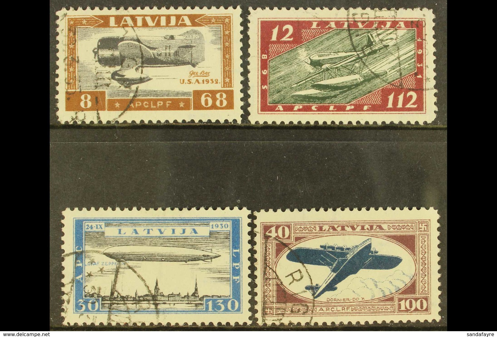 1933  (Sep) Air Charity Wounded Airmen Complete Perf Set (Michel 228/31 A, SG 243A/46A), Very Fine Cds Used, Very Fresh. - Lettonia