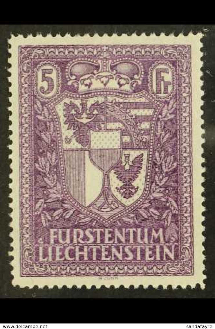 1933  5fr Violet "Arms", Mi 142, Very Fine And Fresh Mint. For More Images, Please Visit Http://www.sandafayre.com/itemd - Other & Unclassified
