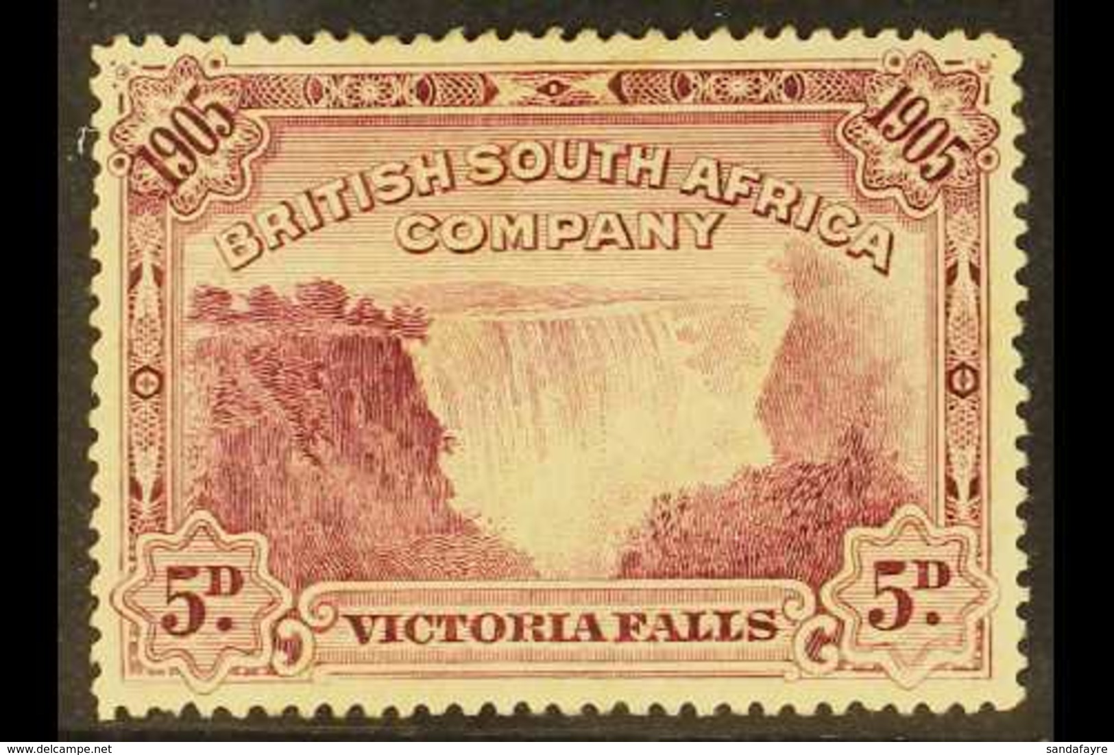 1905  5d Claret, P.14½ Victoria Falls, VARIETY, Similar To "Bird In Tree," SG 96, Mint. This Variety, Similar To That Li - Altri & Non Classificati