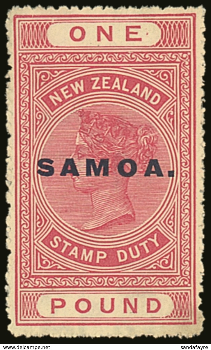 1914-17  £1 Rose - Carmine, Perf 14 Postal Fiscal, SG 132, Fine Mint For More Images, Please Visit Http://www.sandafayre - Samoa