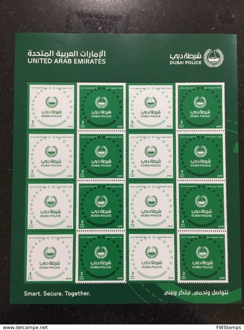 UAE 2018 Dubai Police MNH Stamp Set Anniversary Full Sheet - Emirats Arabes Unis (Général)