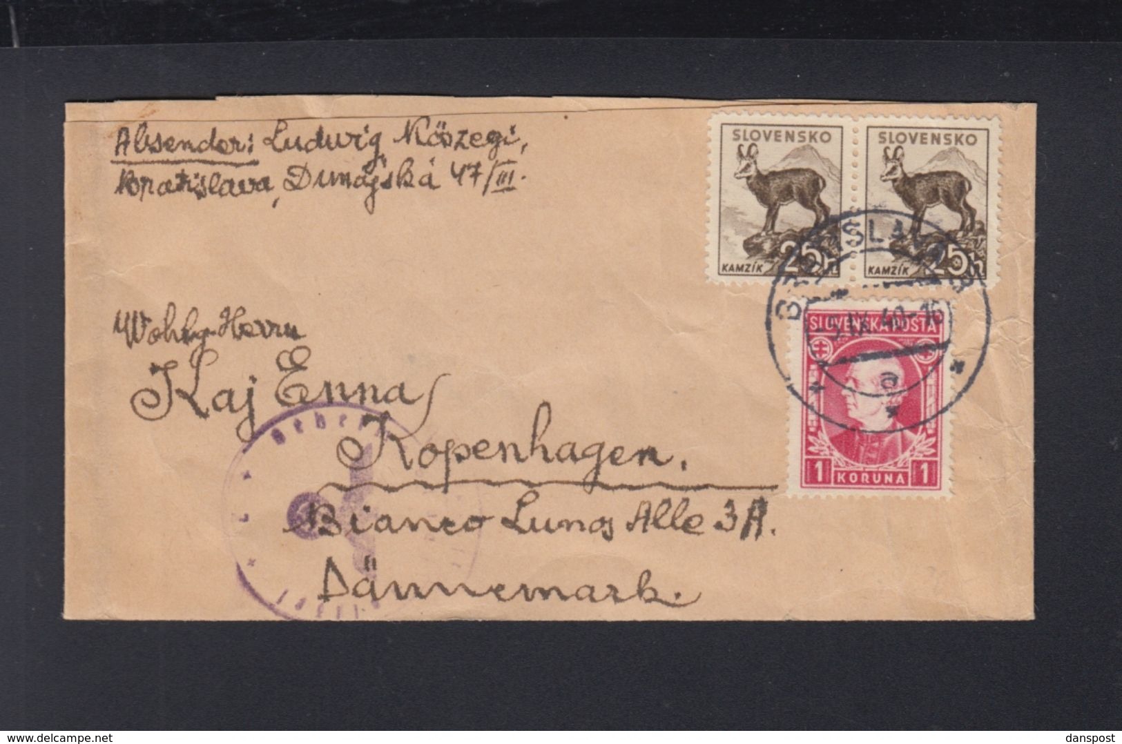 Slovakia Wrapper 1940 To Denmark German Censor - Covers & Documents