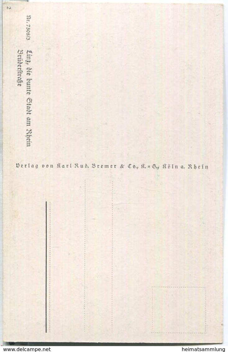 Linz Am Rhein - Brüderstrasse - Verlag Karl Rud. Bremer & Co Köln - Linz A. Rhein