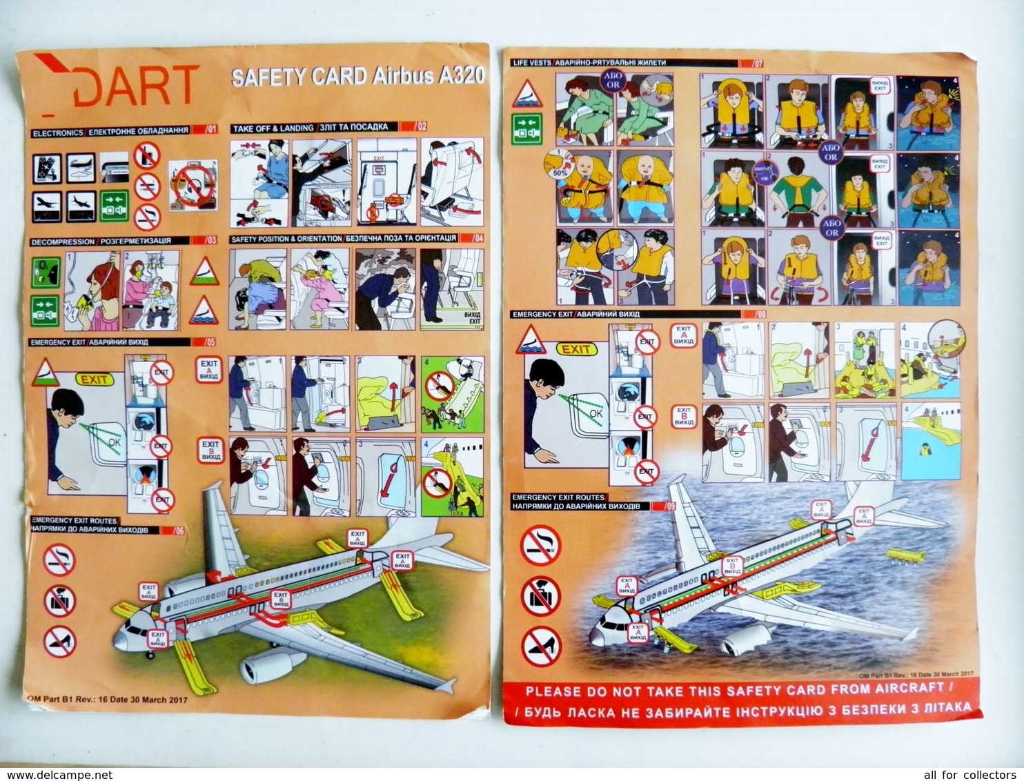 Safety Instruction Card Airbus A320 Air Plane Avio Aviation 2017 - Safety Cards