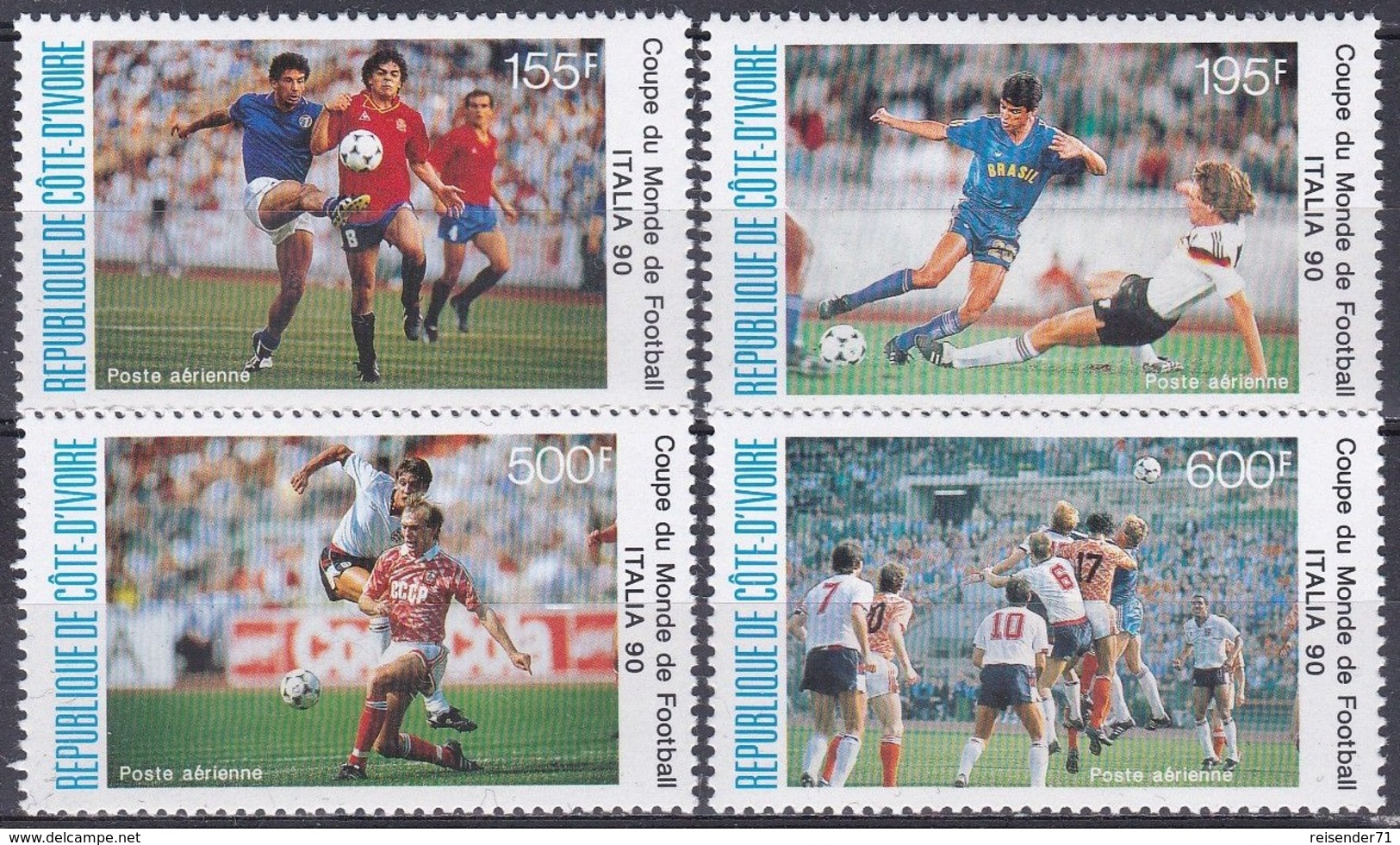 Elfenbeinküste Ivory Coast Cote D'Ivoire 1990 Sport Spiele Fußball Football Soccer Italien Italy, Mi. 1014-7 ** - Côte D'Ivoire (1960-...)