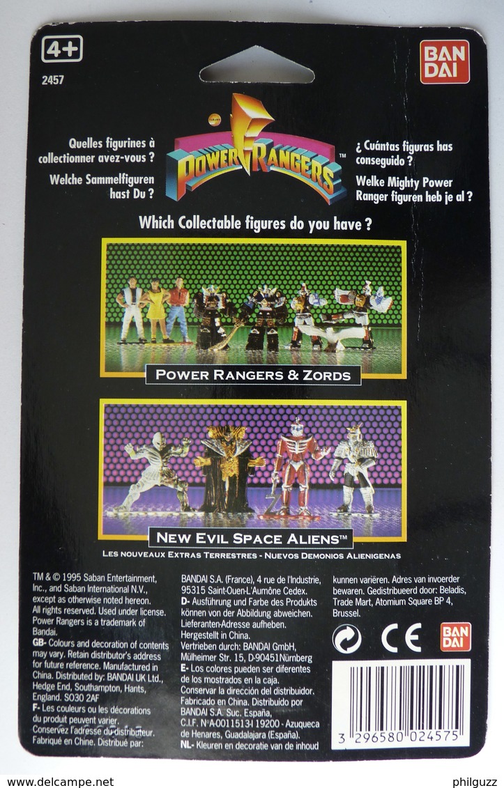 Figurine Sous BLISTER CARTE POWER RANGERS SERIE 3 2457 KUNT SPAREN 1995 - Power Rangers