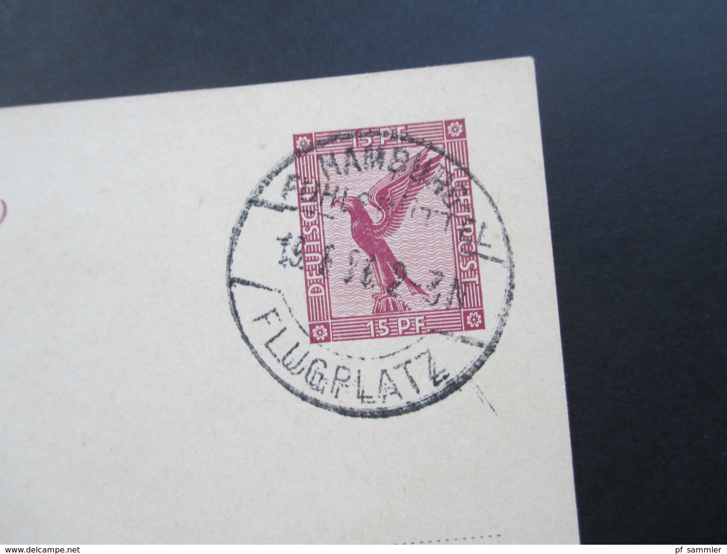 DR 1926 Flugpost GA / Luftpostkarte P 168 Hamburg Fuhlsbüttel Flugplatz. Mit Luftpost Befördert Postamt Schwerin (Meckl) - Briefe U. Dokumente