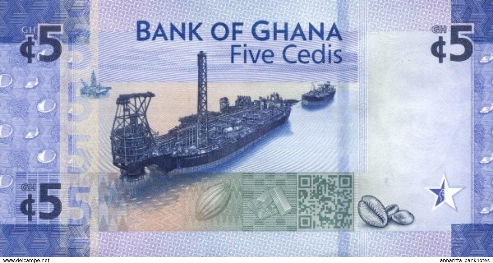 Ghana (BOG) 5 Cedis 2017  Cat No. P-43a / GH153a - Ghana