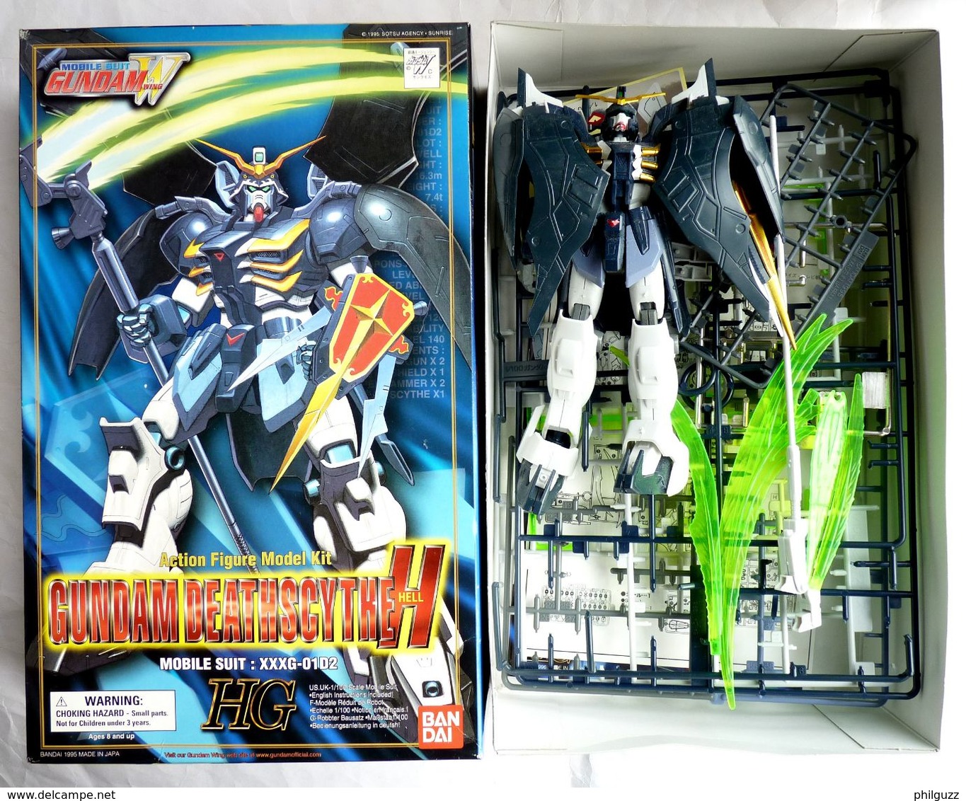 Boîte GUNDAM DEATHSCYTHE HELL MOBILE SUIT BANDAI 1 1 1/100 XXXG-01D2 FIGURINE Montée Avec Notice Et Boîte - Andere & Zonder Classificatie