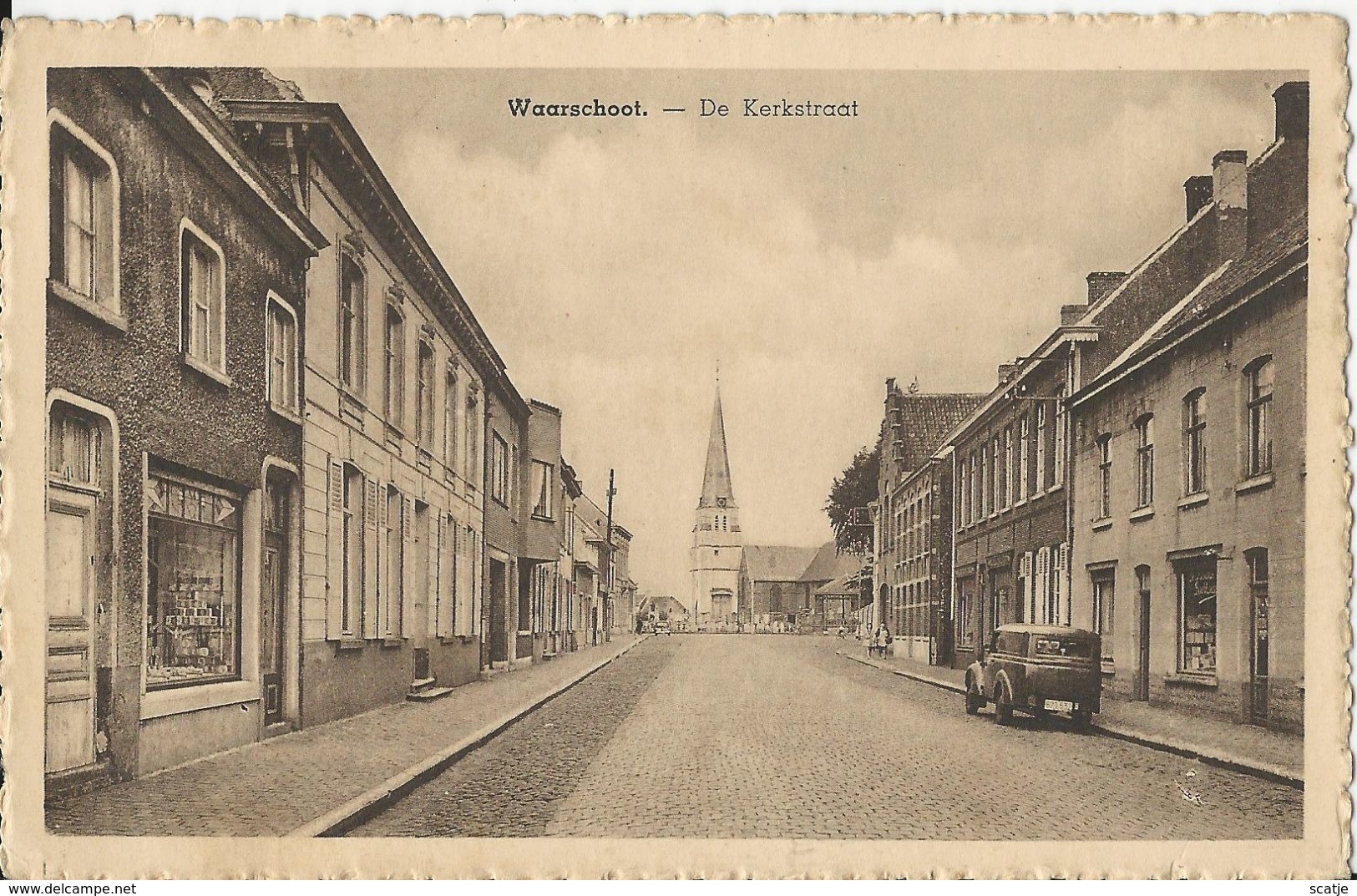 Waarschoot.   -   De Kerkstraat   -   1950  Naar  Oostende - Waarschoot