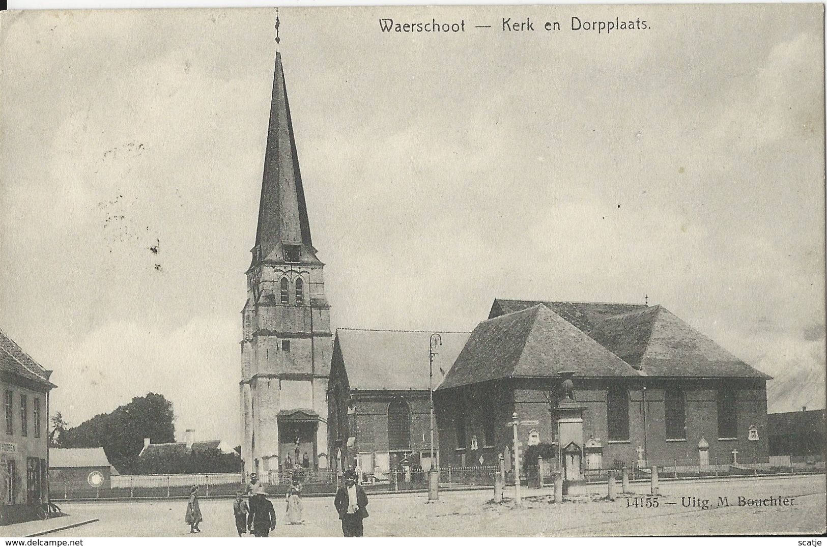 Waerschoot   -    Kerk En Dorpplaats   -   Prachtige Kaart!  -  1909  Gand  Naar   Courtrai - Waarschoot
