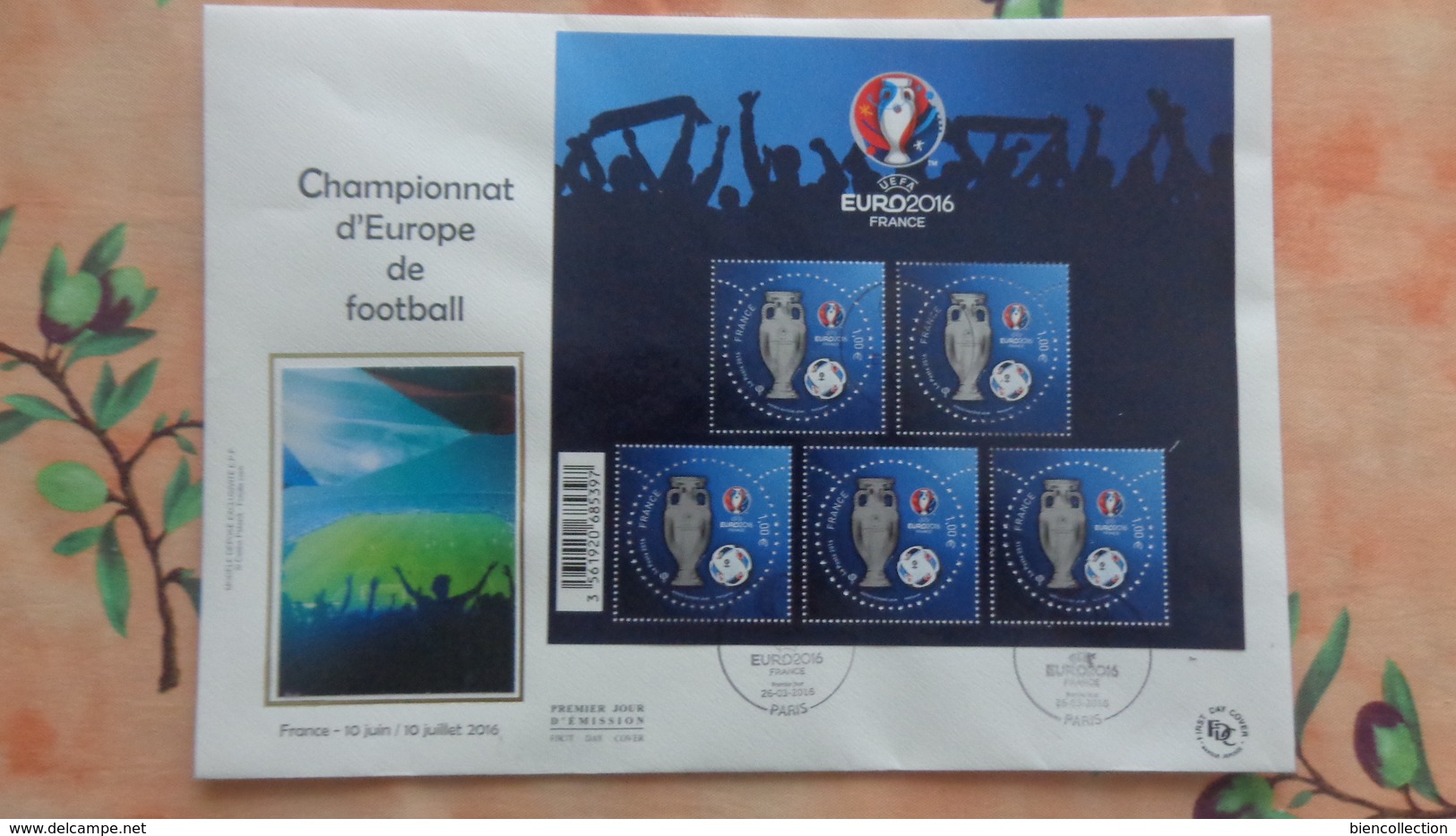 France; Bloc F No 137 Championnat D'Europe De Football Sur Enveloppe FDC - Used