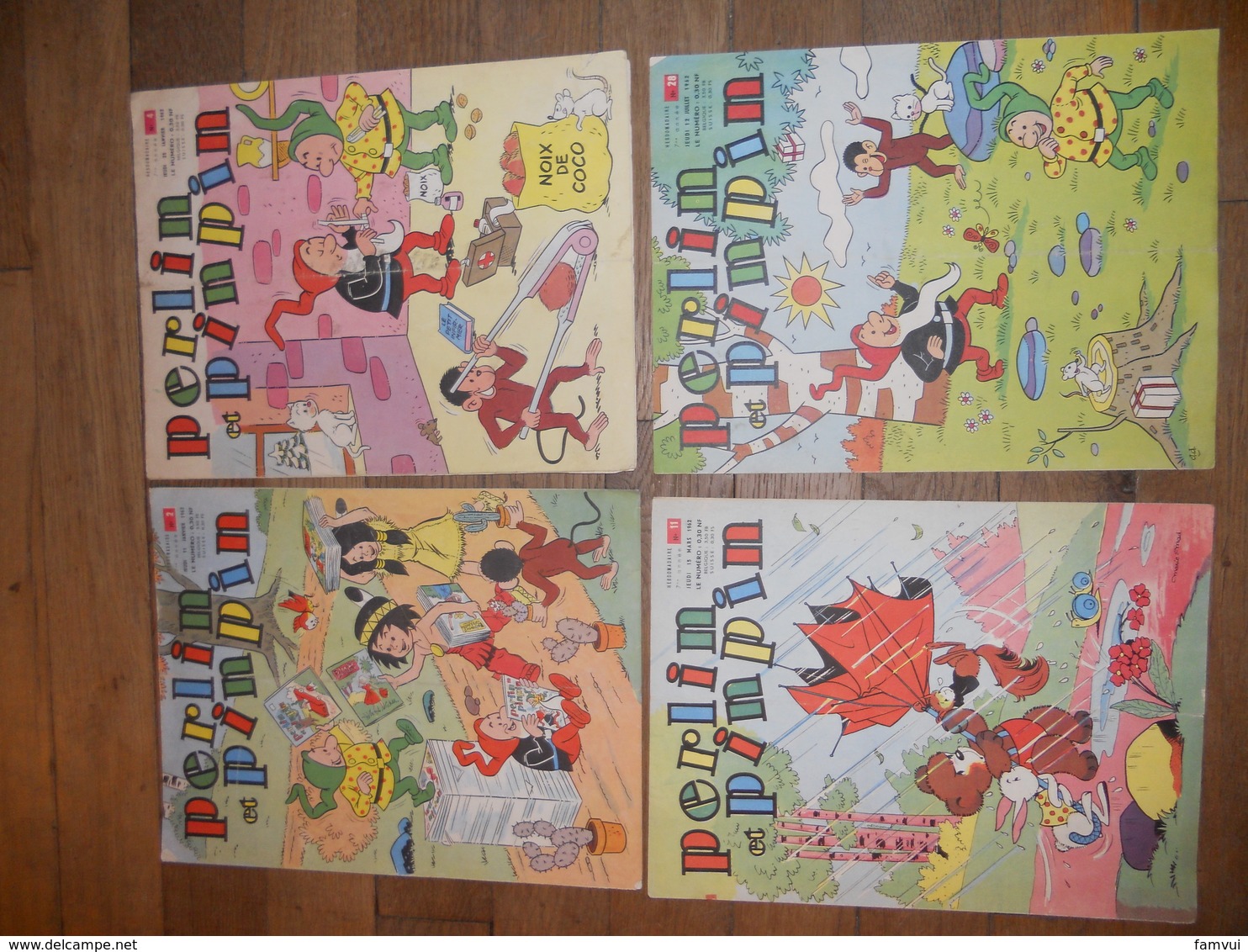 PERLIN et  PINPIN lot de 59 magasines 8 pages  des années 1960 1961 1962 1963