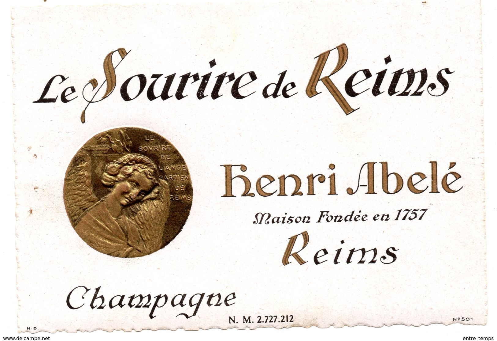 Etiquette Champagne Sourire De  Reims Henri Abelé - Collections