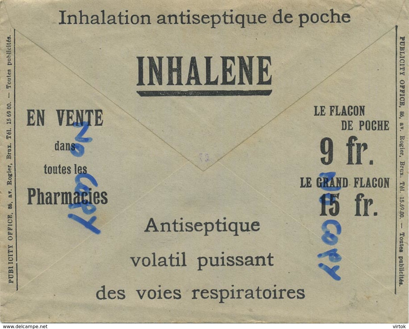 Old Envelope With Publicité:  Inhalene Pharmacie - Antiseptique ....... - Enveloppes